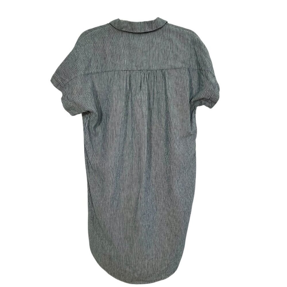 Tahari 100% Linen Stripe Shirt Dress Blue White Size S - Picture 3 of 13